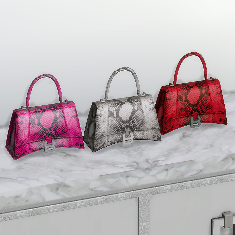 PlatinumLuxeSims — Balenciaga Hourglass Top Handle Bag Vol.2 - Python...