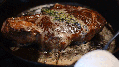 daily-deliciousness:Butter basted rib eye steak