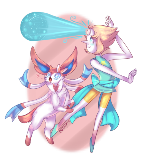 pearleon:  Pearl and a Slyveon ~