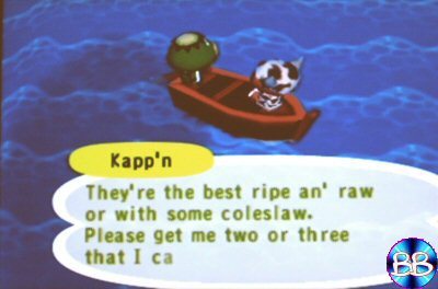 kyupu:  THE WHALE “The whale is the name given to the fish shadow found in Animal Crossing for the Nintendo GameCube, when traveling to the Island with Kapp'n on his boat. The whale cannot be caught and is rarely seen.”   ive been trying to see a