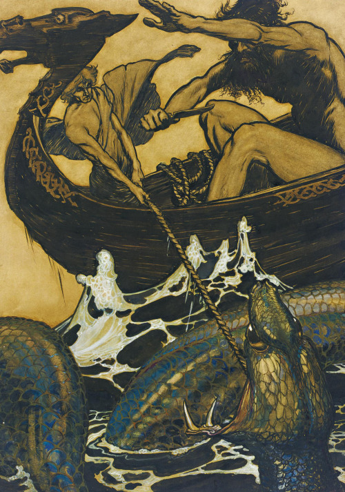 Arthur Rackham (1867 - 1939) - Stories from the Edda, Sea battle. 