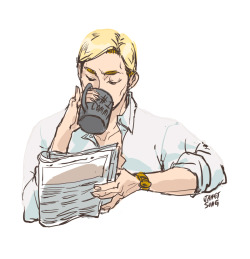 janetsungart:  &ldquo;morning coffee and a copy of the New Yorker&rdquo; au Erwin Smith 