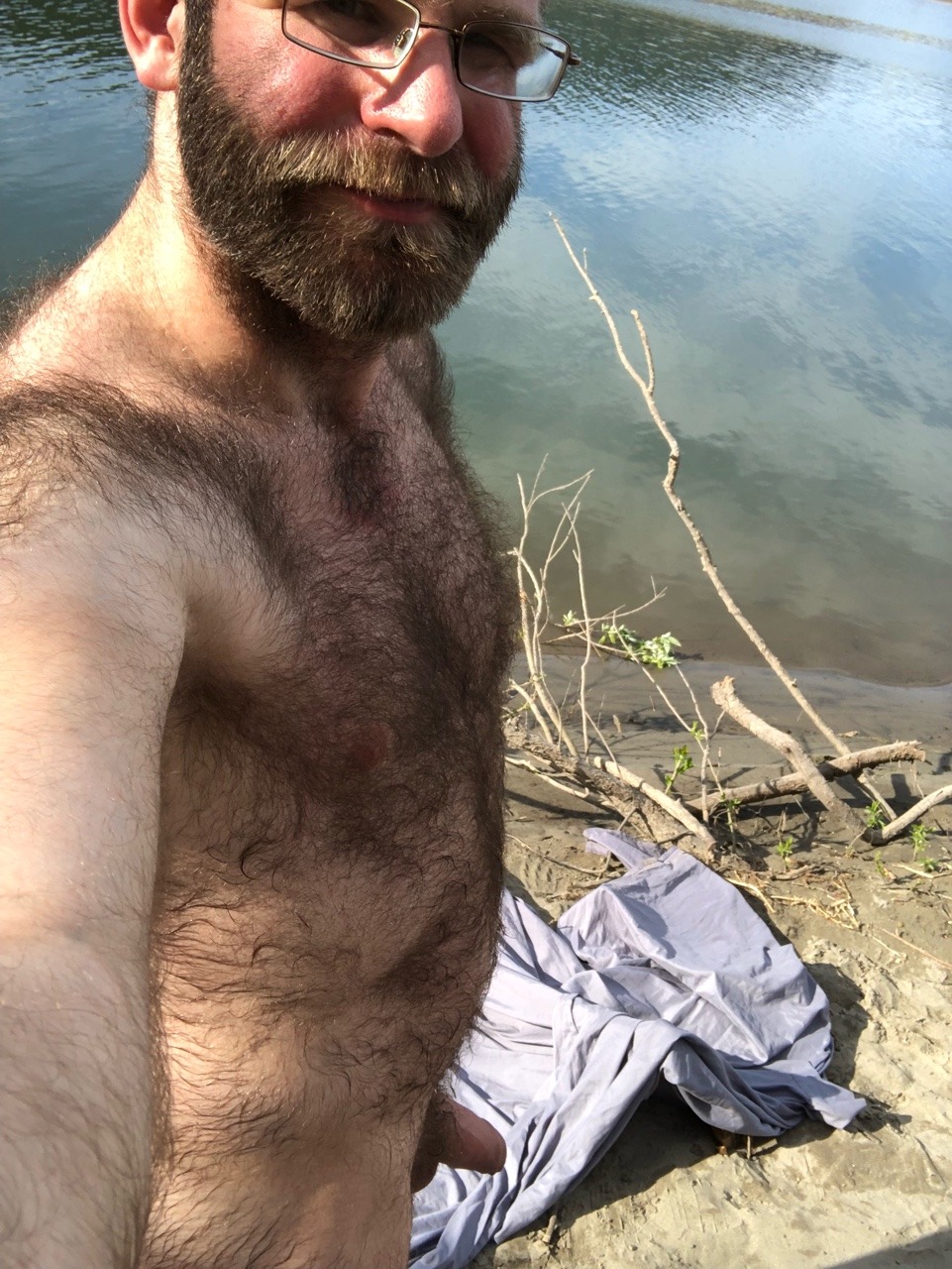 dustincrossxxx:It’s way too hot in Portland so I’m naked at the river “LE”