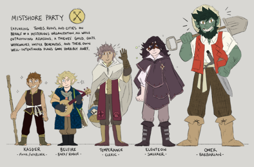 ellengilmore:  Got around to drawing the party for a campaign I’ve been in for a few months now– I love these guys so much! My character is Temperance <3 (click for better quality)(Elenteon was designed by @fefisbf on Instagram - go check out