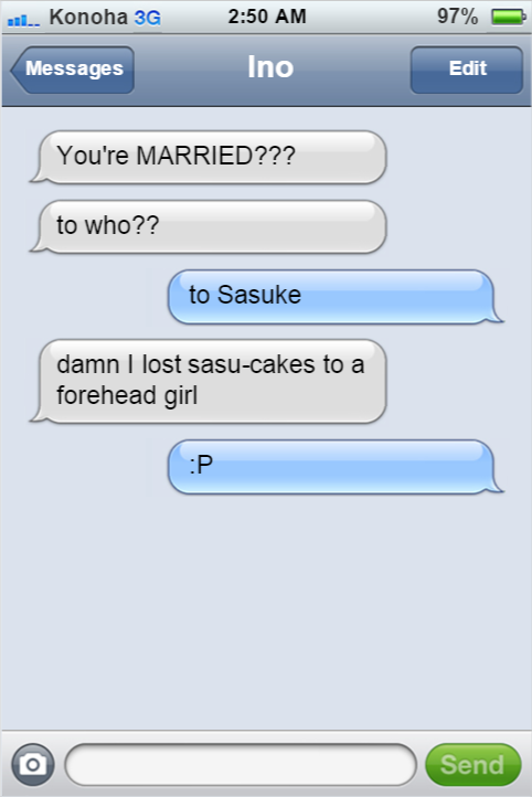 textingninjasofkonoha:  Congrats to Mr. and Mrs. Forehead girl.