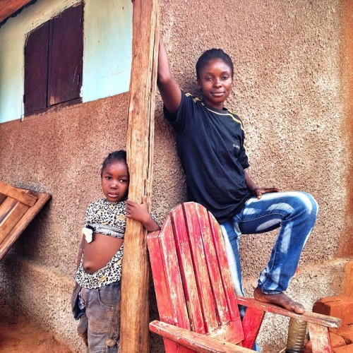 Mother and daughter - the pretty women of Benjamin, my Moto taxi driver in Berberati. He used to a c