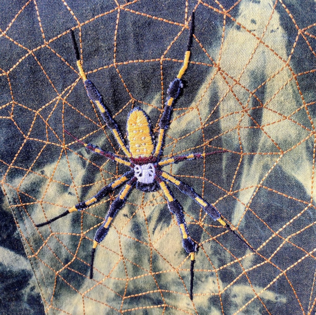 bananapeppers:“Golden Silk Orb Weaver” denim jacket and hand ...