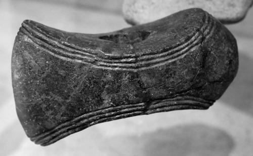 Bronze Age ornamentation and axe head, National Museum of Scotland, December 2015.