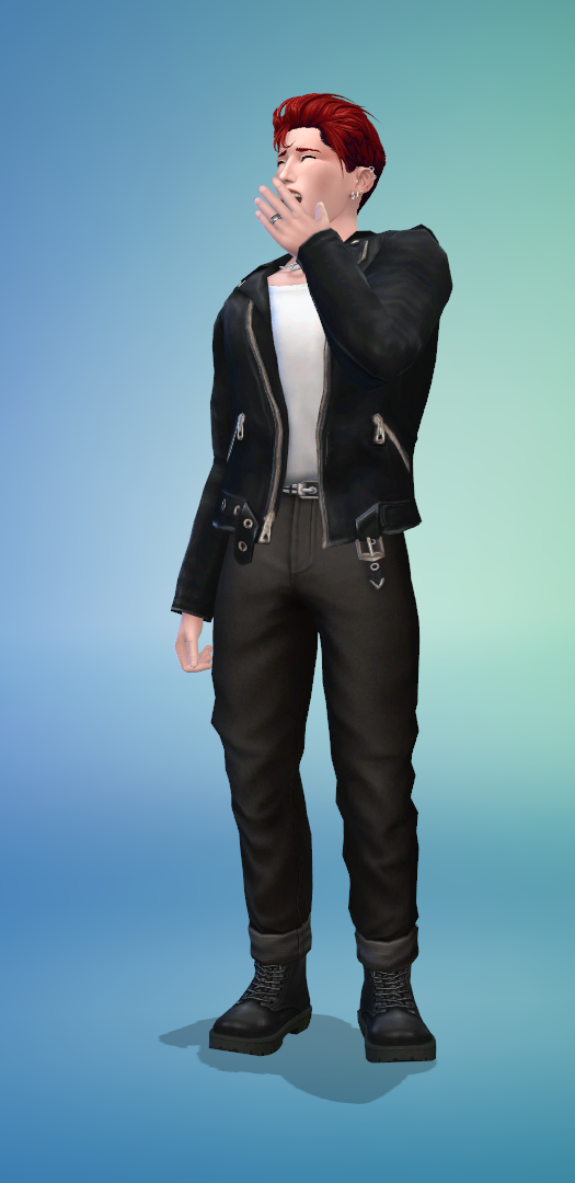 mikoto suoh remade in the sims 4, yawning in CAS (animation for the lazy trait)