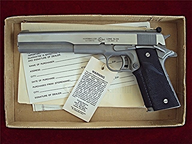 gunrunnerhell:  AMT Hardballer Longslide Featuring a 7” barrel and slide, the old