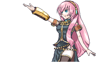 pixel art of luka holding her hand out