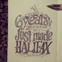 beejaedee:  How I wish I was in Sherbrooke now ⚓️ #halifax #novascotia #tw #maritimes #barrettsprivateers #stanrogers #stanfest #canso #canada #folk #lettering #typography #design #lyrics #moleskine #ink #penandink #nautical #sailing #sloop #illustration