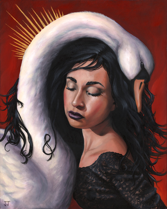 “Dark and Holy Swan”
Commissioned for Swan Day CT 2015
16"x20", oil on board