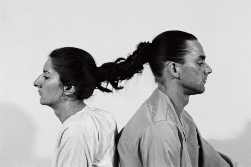 everyartisthasabday: Marina Abramović and Ulay sat as one, sharing a braid, for 16 hours. Only for t