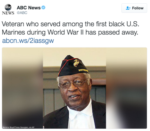 the-movemnt: Angus Hardie Jamerson, one of the first black Marines, has died at age 89 Angus Hardie 