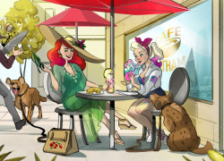 twiggymcbones:Harley and Ivy, brunching it up! Unicorn milkshakes are a brunch food and I won’t hear a word to the contrary. 