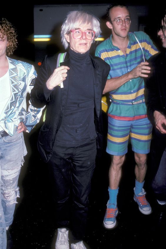 twixnmix:  Andy Warhol and Keith Haring arrive at the Palladium nightclub to celebrate