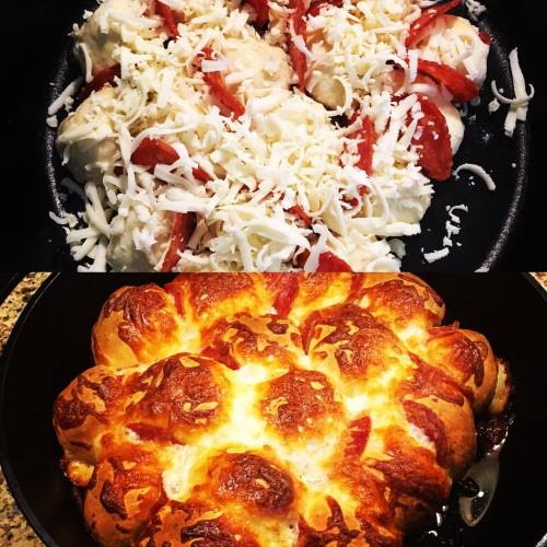 Before ➡️ After pizza pull-apart #gameday #nomnomnom ⚡️ (at Eastlake Vistas)