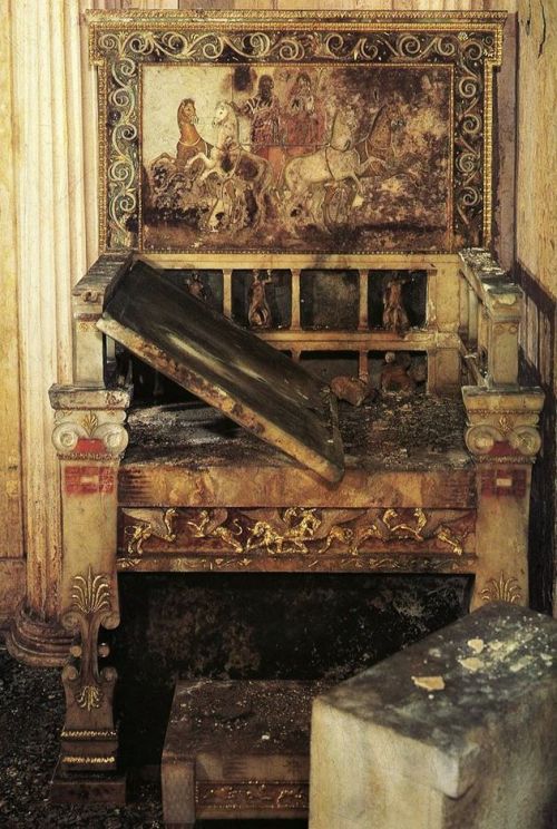 coolartefact:The unique marble throne of Eurydice ( Grandmother of Great Alexander ) inside the doub