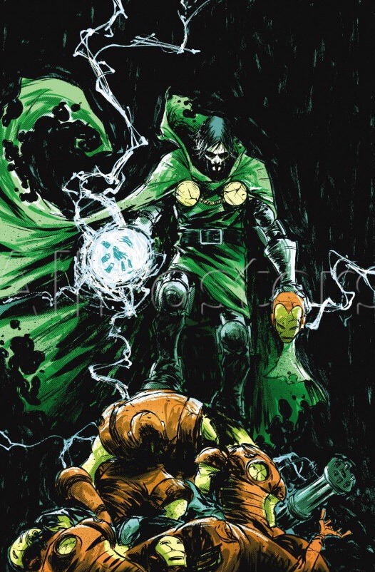comicbookartwork:  Doctor Doom battles Iron Man by Skottie Young