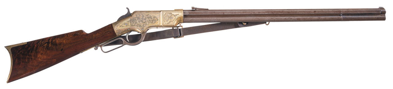 peashooter85:  Factory engraved New Haven Arms Henry lever action rifle, circa 1860′s.Estimated