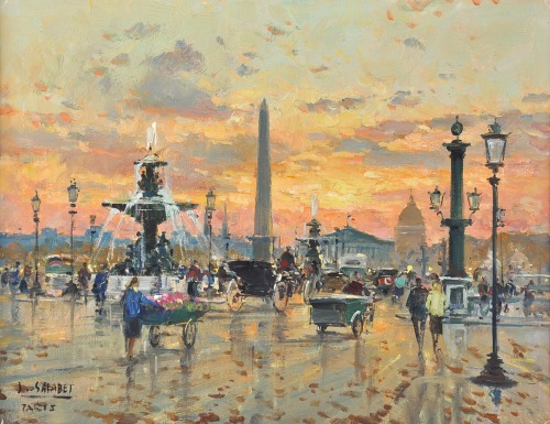 fleurdulys:  Place de la Concorde at Dusk - Jean Salabet