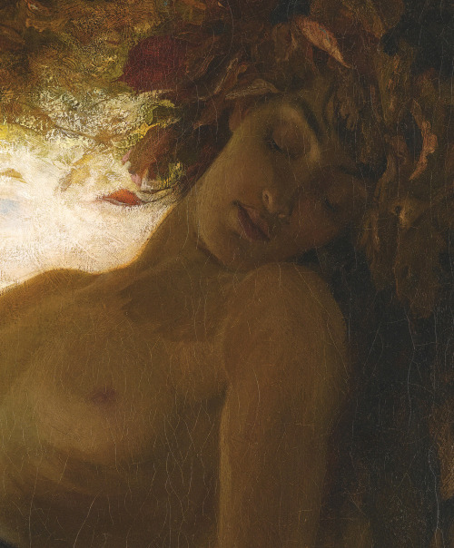 mysteriousartcentury: Herbert James Draper (1863-1920), Autumn, oil on canvas, 69 x 57 cm. In a priv