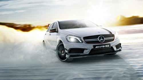 mercedesbenz:  Drifting home for Christmas. [Mercedes-Benz A 45 AMG | Combined fuel consumption: l/100 km | CO2 emission: g/km | http://mb4.me/EfficiencyStatement]