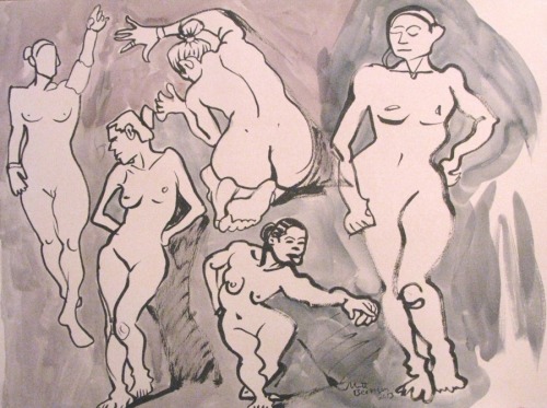 Figure drawings, 18"x24", ink and watercolor on paper, Matt Bernson 2013