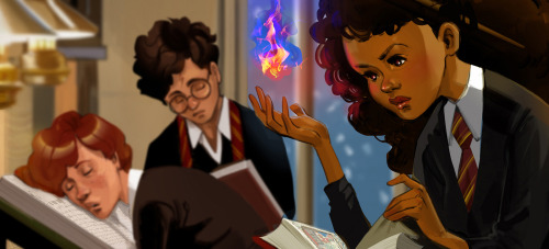 twiggymcbones:A little late night study sesh featuring BlackHermione!  Thanks, Sarah for t