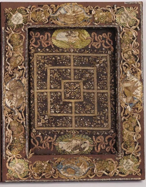 Draught Board, early 17th century. Gold & Silver embroidery, wood. Venice, Italy. Via Museum of 