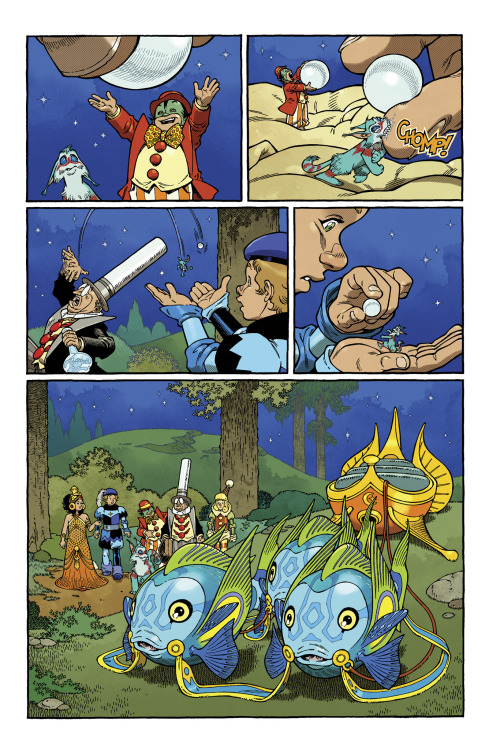 gr-comics:page art process from “Little NEMO: Return To Slumberland” #4, out this week from IDW Publishing. Words by Eric Shanower, line art by myself, colors by Nelson Daniel and lettering by Robbie Robbins.