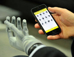 futurescope:  Bionic App via NewScientist:  The powered thumb is controlled by signals from the user’s arm muscles or - in a first for upper limb prostheses - via a smartphone app: a tap of the screen and the hand automatically arranges itself into