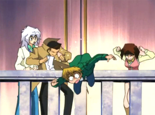 super-lovely-collection:Yugioh Anime Group - ‘Best Reaction to your Friend Falling!’ Post These sc