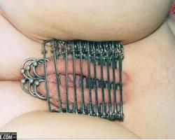pussymodsgaloreShe has 6 piercings in her outer labia with rings,