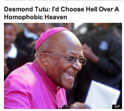 exemplaryetoile:  confessionsofamichaelstipe:  THIS IS WHAT A WORLD LEADER LOOKS LIKE.   DESMOND TUTU, I OFFICIALLY LOVE YOU.       -MICHAEL STIPE    &ldquo;I would refuse to go to a homophobic heaven. No, I would say sorry, I mean I would much rather