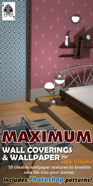 A collection of 50 tile-able wallpaper textures with material files to enable you to apply them to walls or any other surface with ease. A great way to distinguish your scenes from often over-used default scene decor. So get these today and jazz up those