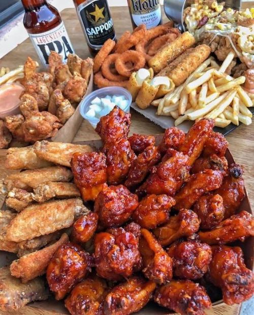 yummyfoooooood:  Chicken Wings, Onion Wings, Mozzarella Sticks and Fries