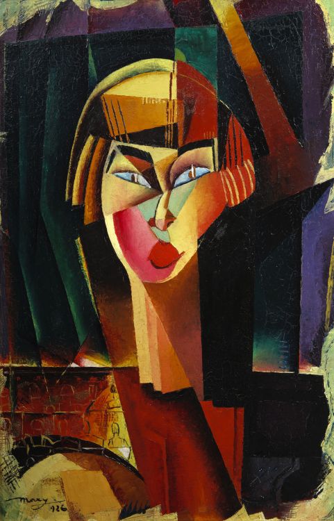 jareckiworld:Max Hermann Maxy  —  Electric Madonna   (oil on cardboard, 1926)