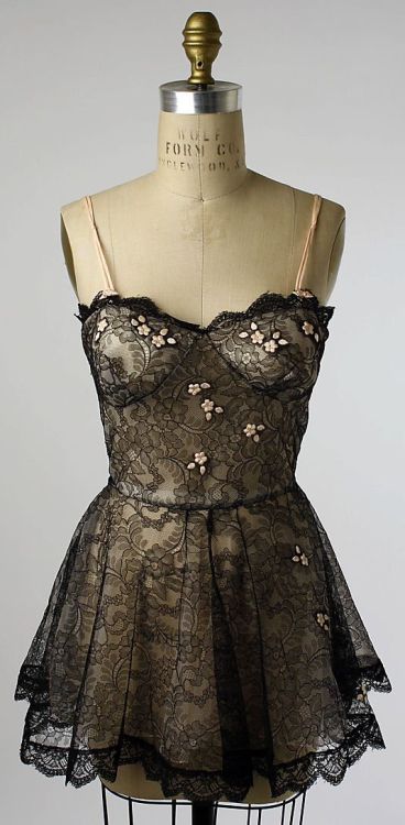 ephemeral-elegance:   Lace Nightgown, ca. 1956 via The Met 