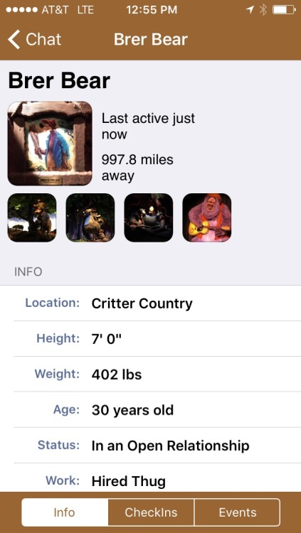 imfatletsprty:  Someone made a fake growlr account for brer bear that said he was into bondage and then flashed everyone at splash mountain during gay days