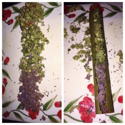 skankin-it-easy:  teenxwiccanxstoners:  skankin-it-easy:3 strain blunt😳💜💚 Rolled by me of course!  Looks tasty!  It was, I wish I had another one right now.