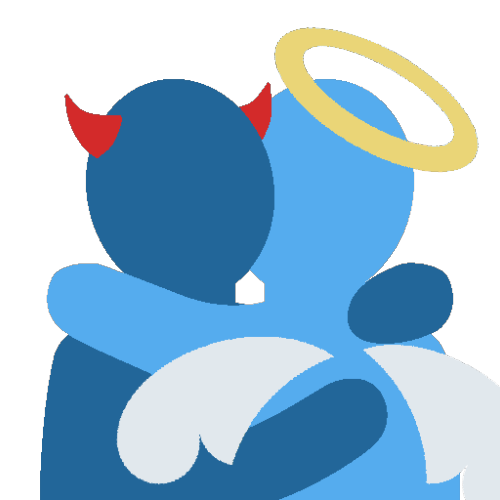 Angel + Devil Hugging emoji for anon !!!