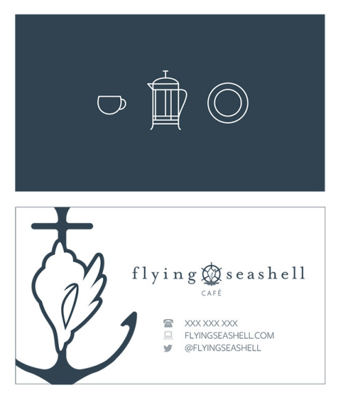 flying seashell business card designs!