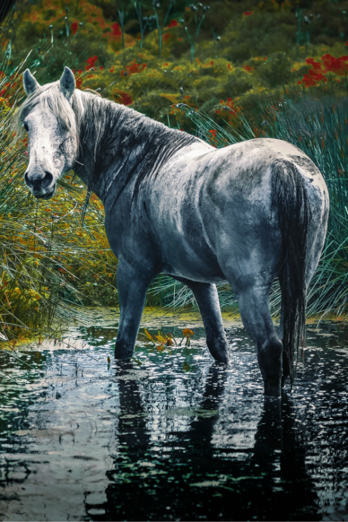 tulipnight: Horse Looking Back by M.G. Kafkas