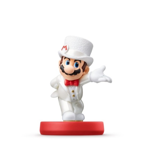 paper-mario-wiki: ladygolem:  japanesenintendo:  Super Mario Odyssey amiibo  Three new amiibo figures—Mario, Princess Peach and Bowser in their wedding outfits—will be released at the launch of Super Mario Odyssey.   