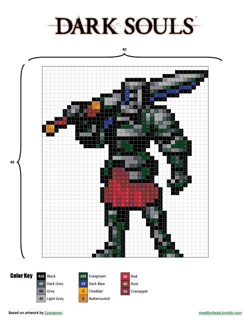 Dark Souls:  Black Iron TarkusDark Souls is owned by FromSoftware, Inc.For more perler bead des