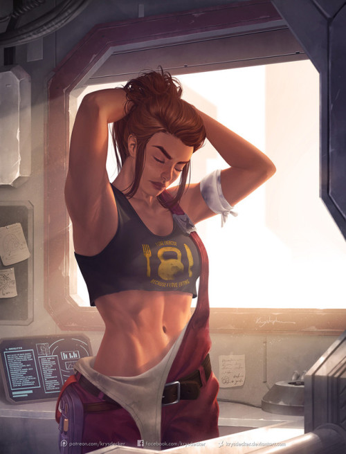 quarkmaster:  Brigitte Lindholm Was really interesting to draw a character that is both “cute” and strong (physically speaking) at the same time. So I wanted to create a body that would fit the character, but still make her face and overall posture