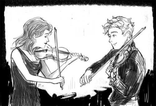 Mags and Harvey, playing Vivaldi’s concerto for 2 violins 