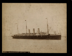 vintagehandsomemen:Augusta Victoria, placed in service in 1889 and named for Empress Augusta Victoria, wife of German Emperor Wilhelm II, was the name ship of the Augusta Victoria series and the first of a new generation of luxury Hamburg America Line